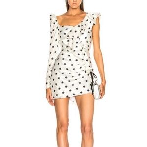 Self Portrait One-Shoulder Mini Dress Frill Star Print Dress Size 6 Runway